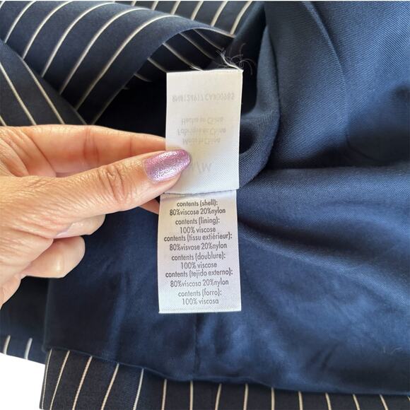 Danielle Bernstein WeWoreWhat Striped Navy Oversized Academia Fall Blazer Medium - Picture 7 of 8